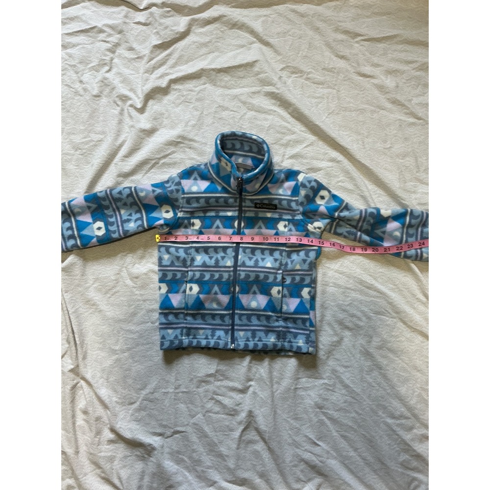 Columbia Kids Blue Purple Geometric Fleece Full Zip Jacket WB6777 XXS 4/5 - Picture 5 of 6